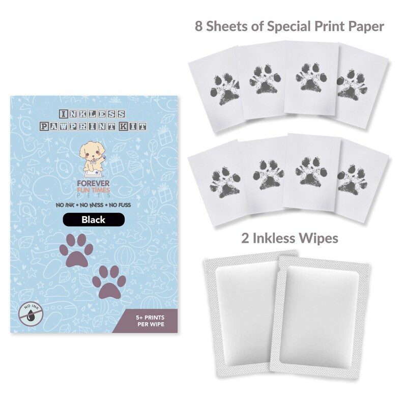 Inkless Pet Paw Print Kit | Get High-Quality Paw Prints With Zero Ink | Non-Toxic Inkless Wipes for Pets - Black 