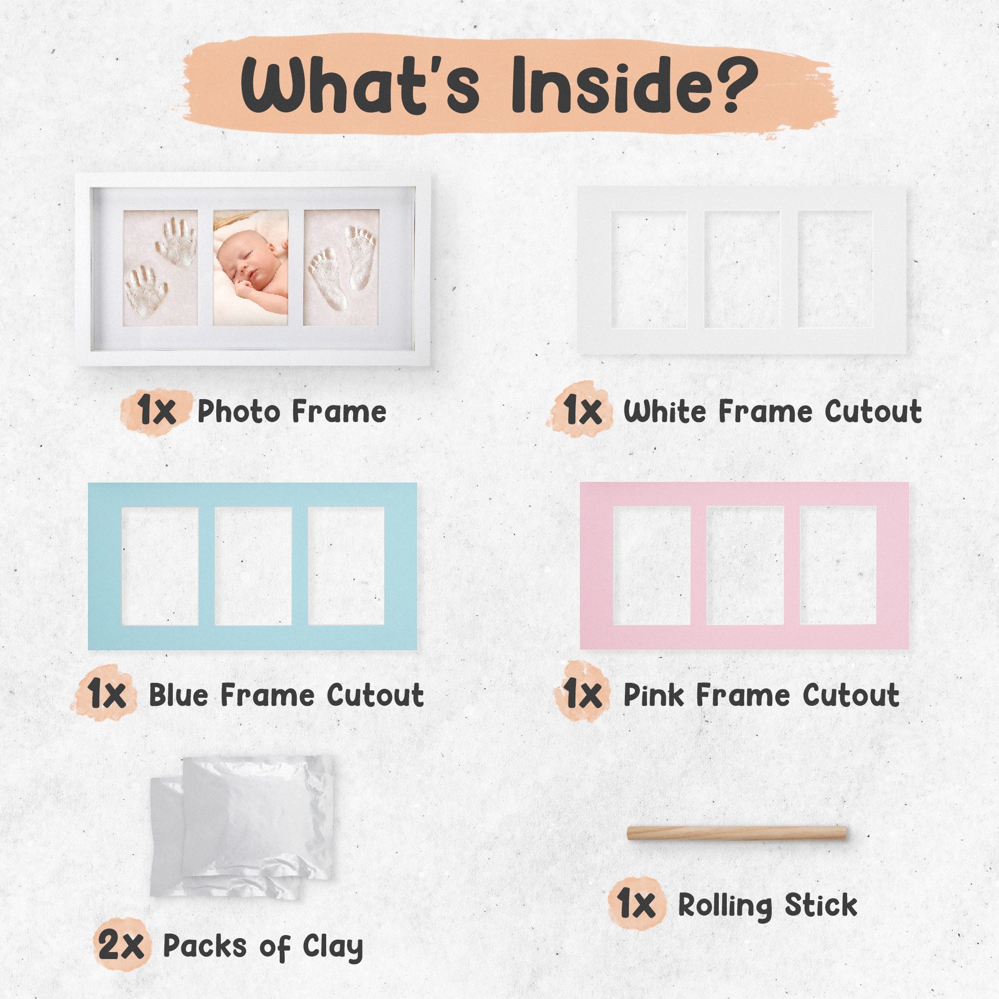 Baby Handprint Frame clay Handprint Kit Frame Their Etsy UK