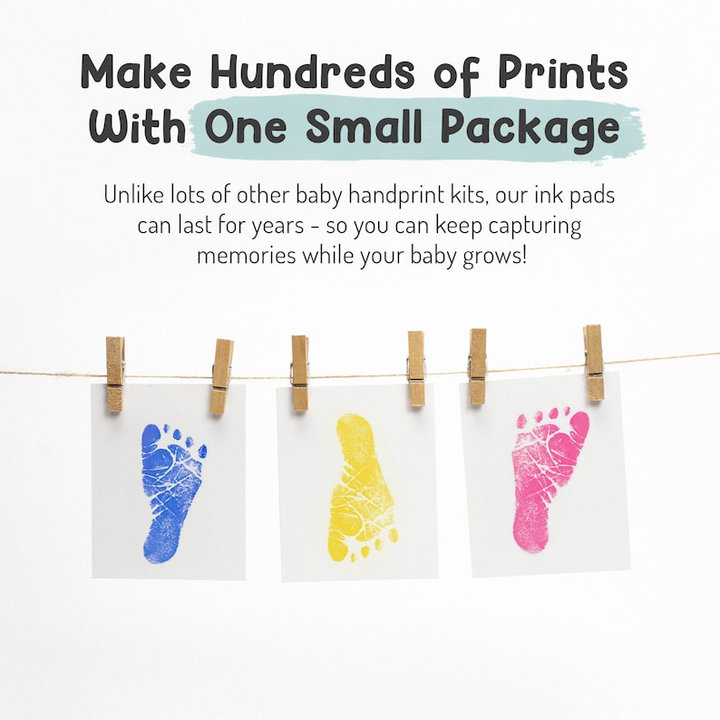 Baby Hand und Fußabdruck Set Holen Sie sich Hunderte von detaillierten Drucken mit einem Baby Safe Ink Pad Funktioniert mit jedem Papier oder jeder Karte Schwarz Bild 8