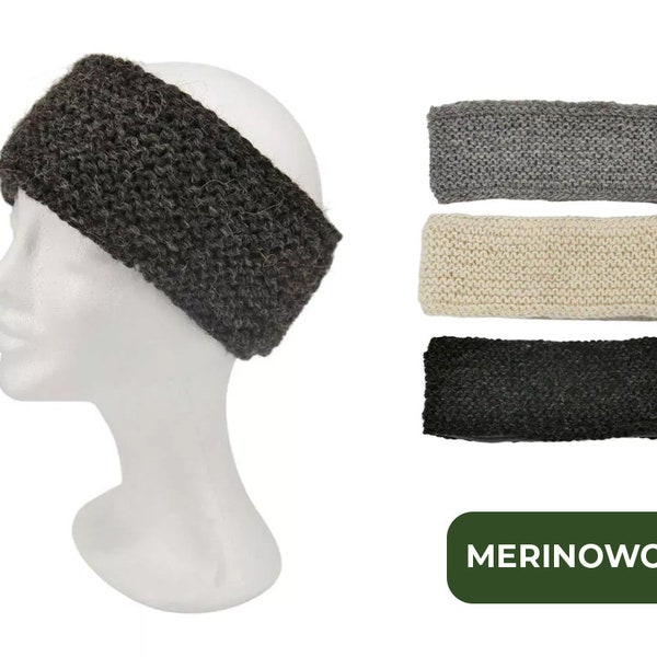 Hollert hand-knitted headband Antje natural, wool, merino wool, knitted, women, men, warm