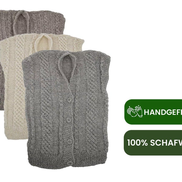 Hollert Strickweste aus Schafwolle Lou natürlich, Wolle, Merinowolle, gestrickt, Damen, Herren, Stylish, Warm, Naturprodukt, gemütlich