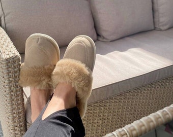 Hollert lambskin slippers - MYKONOS Handmade men's women's sheepskin lambskin slippers made of 100% leather lined unique