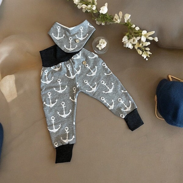 Set baby pants scarf anchor gift boy birth bloomers maritime baby pants cool boy bloomers jersey comfortable outfit baby set neutral