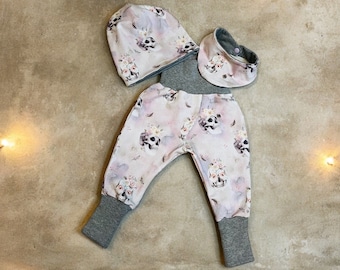 Gift set baby girl sugarskulls gift birth girl bloomers skulls scarf set with pants and scarf cool baby pink grey