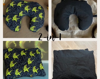 Almohada de viaje para niños dinosaurios almohada para el cuello almohada de peluche almohada reversible para niños almohada para el cuello 2 en 1 almohada convertible para niños de viaje dinosaurios