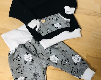 Cuddly set of sweat "Vögelchen", hoodie and trousers