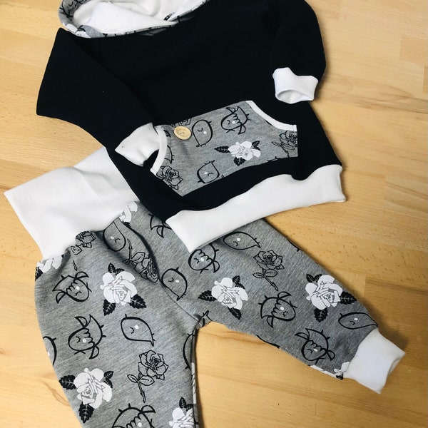 Cuddly set of sweat "Vögelchen", hoodie and trousers