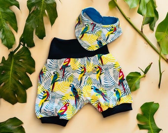 Set baby short pants scarf summer parrots gift birth bloomers short baby pants cool tropical bloomers jersey comfortable knickerbockers