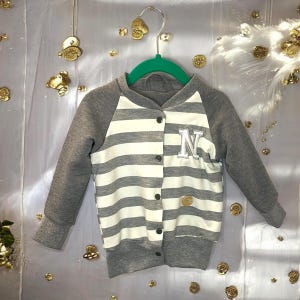 College jacket for children, customizable I handmade transitional jacket I block stripe sweatshirt jacket I spring children&#39;s jacket I birthday gift