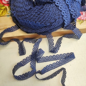 Vintage nylon blue lace trim Lace ribbon Junk journaling