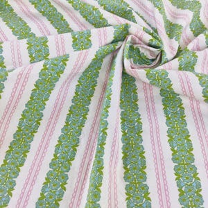 Vintage Border Cotton Fabric Floral Stripes Sewing Quiting Sold by 1/2 yard