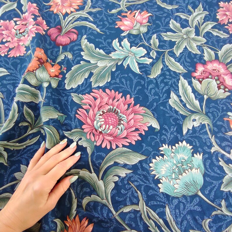 Crowson Blue Vintage Fabric Mid Century Fabric England Retro Etsy