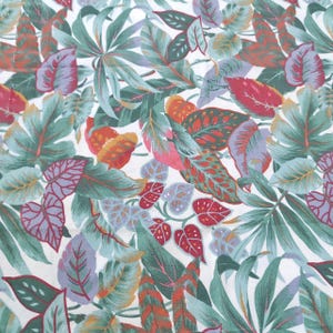 Vintage exotic leaves cotton green orange fabric Sewing Quilting Patchwork projects