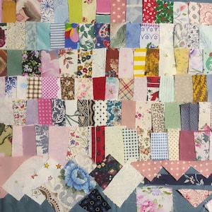 Vintage Floral Fabric Scraps: 110+ Piece Slow Stitching Kit