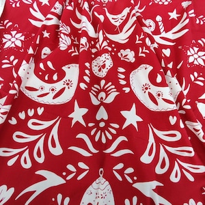 Swedish Ikea fabric Scandinavian textile White and red W 60&quot; Christmas themed fabric