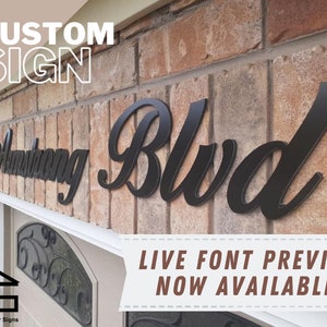 Matte Black House Address Number Sign | Modern Address | Cursive Address | Address Plaque