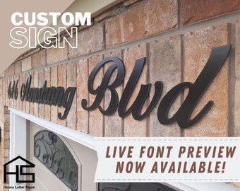 Numéro d'adresse de maison noir mat | Adresse moderne | Adresse cursive | Plaque d'adresse