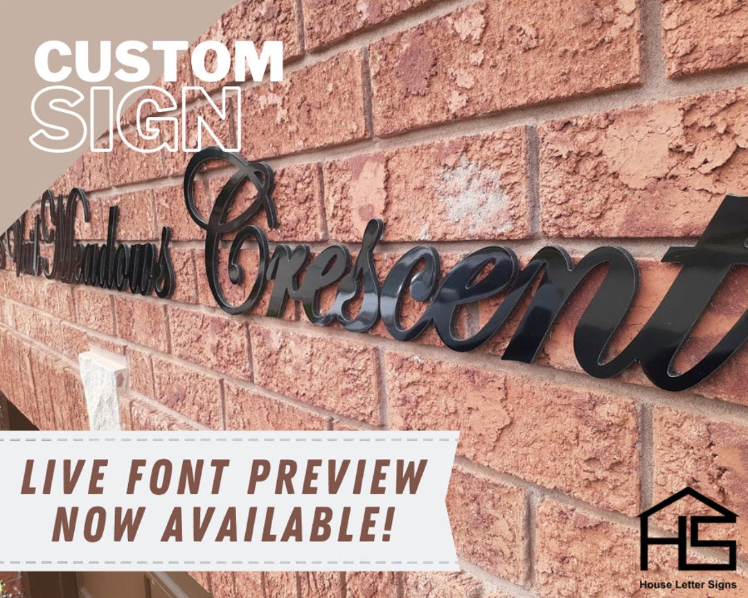 Glossy Black House Address Number Sign | Modern Address | Cursive ...