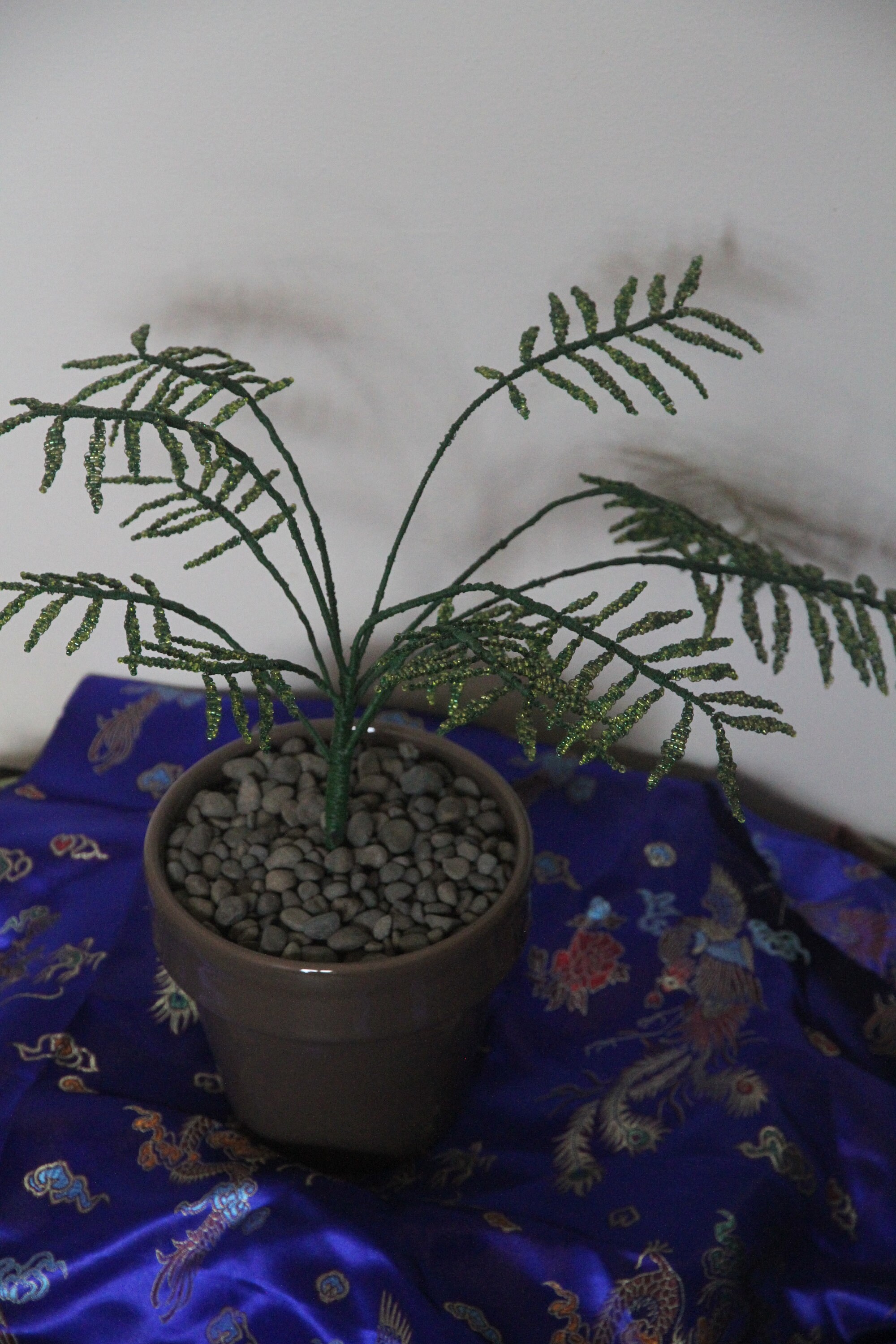 Palmier en Perles et Fil de Métal