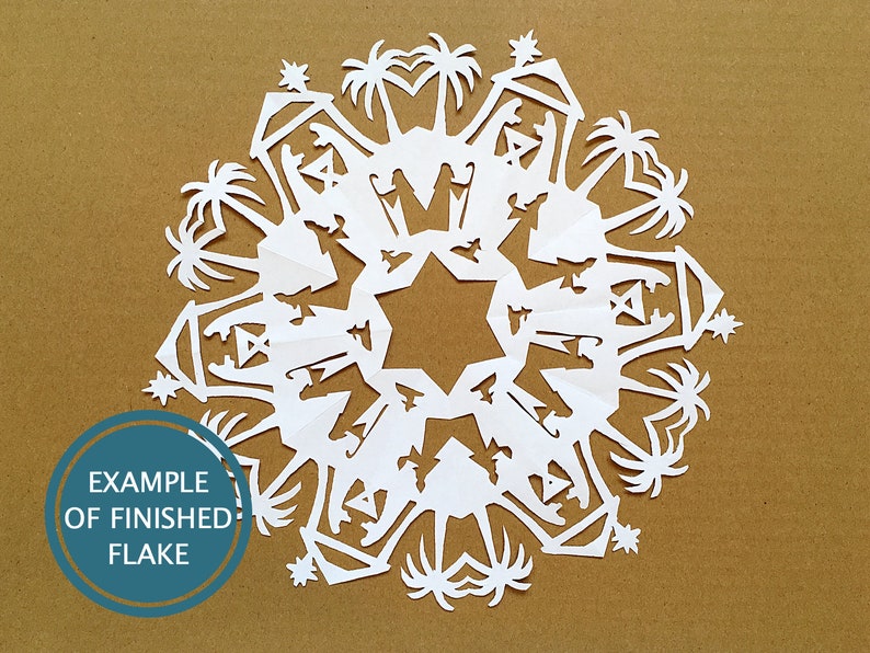 Nativity scene snowflake pattern Christmas DIY paper craft Etsy