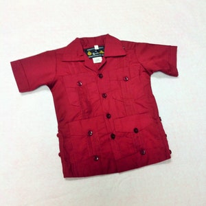 Mexican Burgundy Guayabera Short Sleeve Different Sizes Shirt Guayabera 100% Cotton Kids Boys