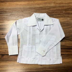Mexican White Real Guayabera manga larga diferentes tamaños camisa Guayabera mezcla de algodón funciona pequeño