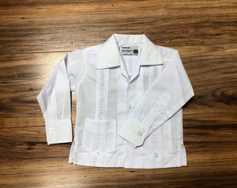 Mexican White Real Guayabera manga larga diferentes tamaños camisa Guayabera mezcla de algodón funciona pequeño