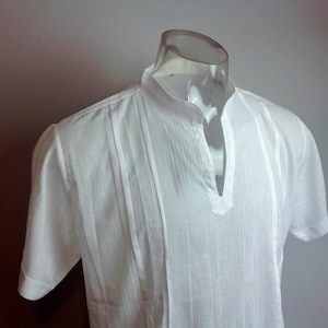 Casual White Shirt 100% Cotton Gauze Summer Fresh Beach Wedding Men Short Sleeve Ethnic Boho Peasant