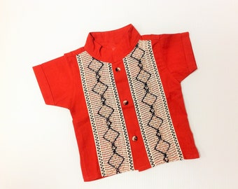 Mexican Boy Shirt Different Sizes and Colors / Guayabera Manta Black Red Khaki and Brick/Red