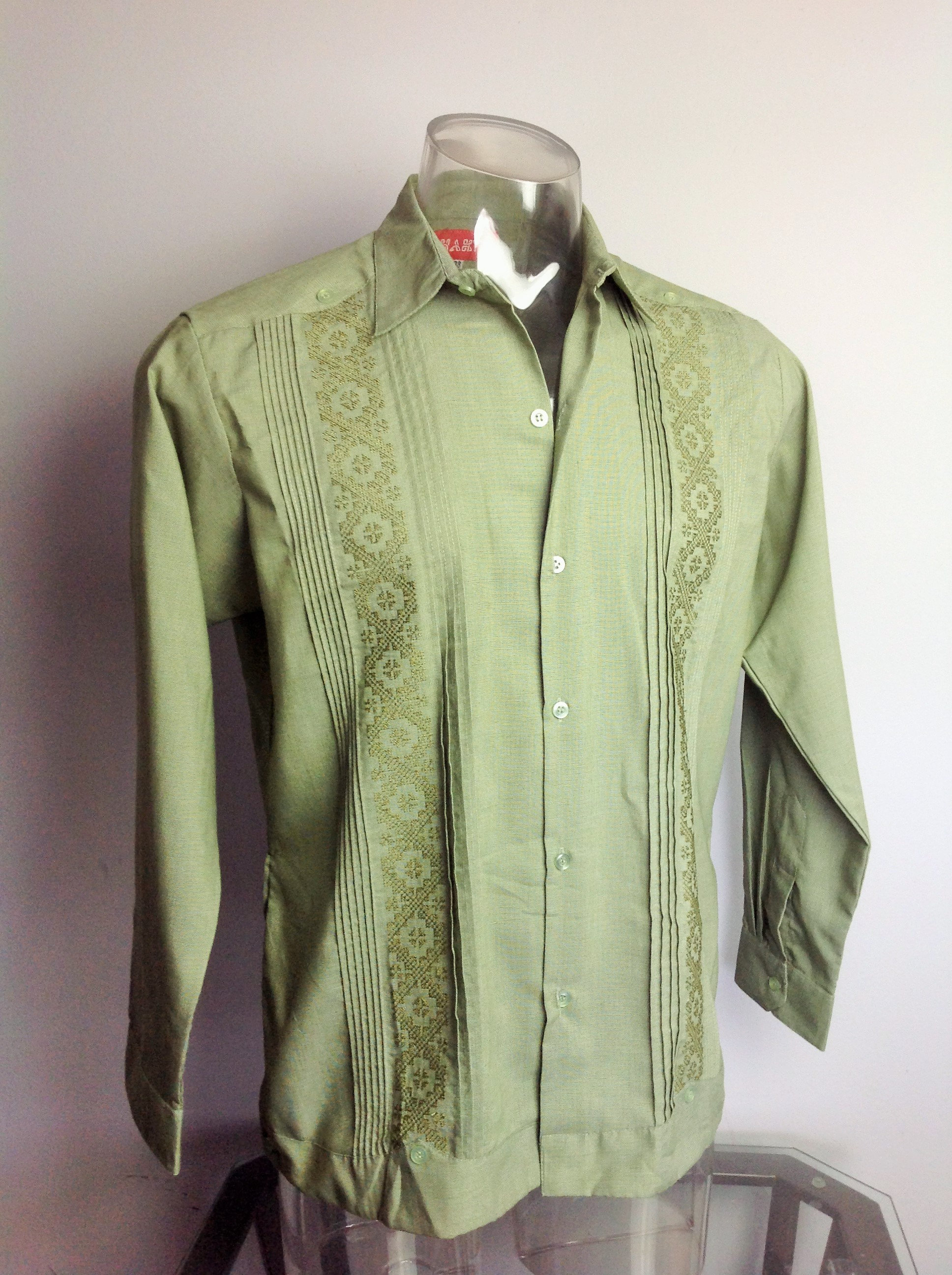 Classic Guayabera Washed Olive Green Color Shirt Long - Etsy