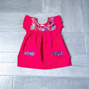 Pink Mexican Embroidered Dress Girls Dresses Size 6 months to 3 yrs Handmade Cinco de Mayo Party Mexican Dress with Pockets
