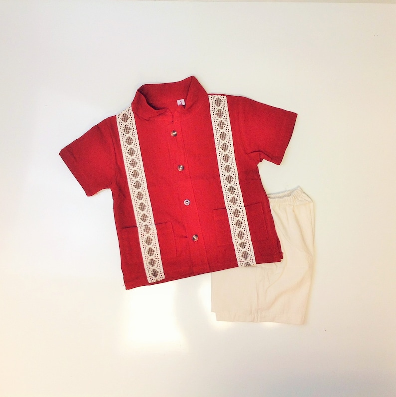 Mexican Manta Boy Outfit Color Flame Red Size 6mos-6 Yrs - Etsy