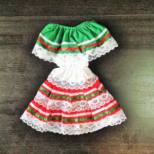 Mexican Baby Dress Traditional Dress Size 9-36 months Tricolor Handmade