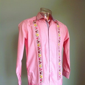 Classic Guayabera Pink Color Shirt Long Sleeve Polycotton - Etsy