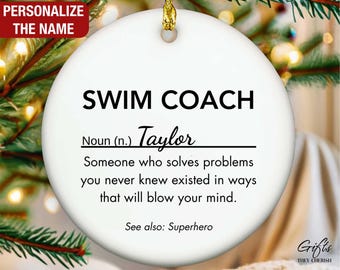 Personalized Swim Coach Ornament, Swim Coach Christmas Ornament