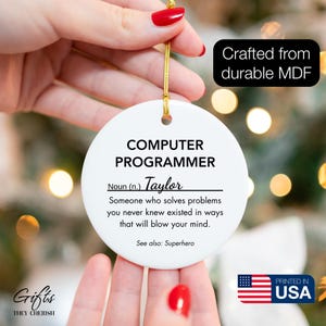Personalized Computer Programmer Ornament, Computer Programmer Christmas Ornament zdjęcie 2