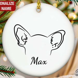 Miniature Pinscher Ears Outline Ornament, Miniature Pinscher Personalized Ornament, Miniature Pinscher Ornament, Miniature Pinscher Memorial