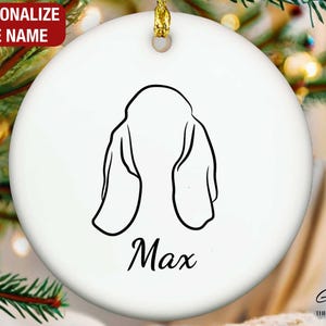 Basset Hound Ears Outline Ornament, Basset Hound Personalized Ornament, Basset Hound Ornament, Basset Hound Memorial, Basset Hound Gifts