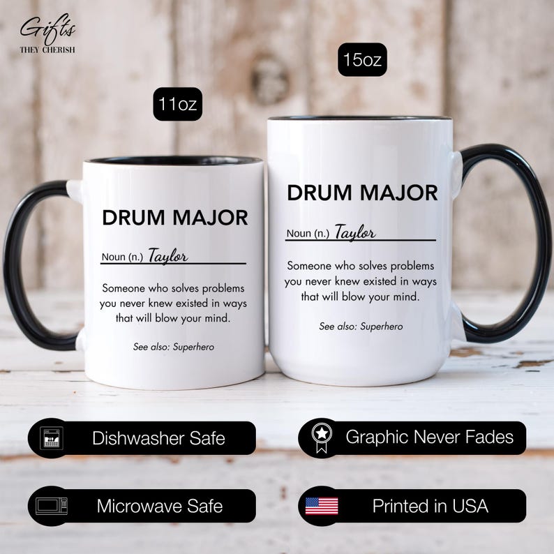 Drum Major Personalized Gift, Drum Major Definition Mug, Drum Major