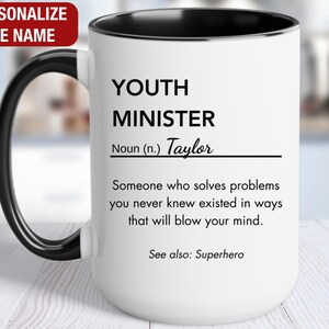 Youth Minister Personalized Gift, Youth Minister Definition Mug, Youth Minister Coffee Cup, Custom Gift for Youth Minister