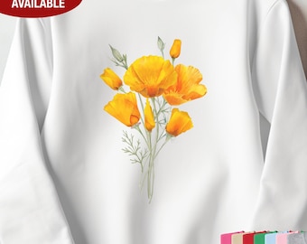 California Poppy Sweatshirt for Women, California Poppy Gift for Her, California Poppy Crewneck Sweatshirt, California Poppy Gifts for Women
