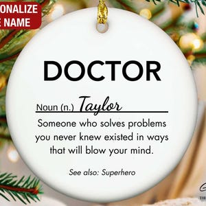 Doctor Definition Ornament, Personalized Doctor Ornament, Doctor Gift, Custom Gift for Doctor, Doctor Christmas Ornament