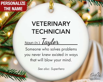 Personalized Veterinary Technician Ornament, Veterinary Technician Christmas Ornament, Vet Tech Ornament