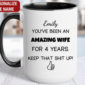 4th Wedding Anniversary Gift for Her Personalized, 4th Anniversary Gift for Her, 4 Year Anniversary Gift for Wife, 4th Anniversary Mug