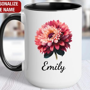 November Birth Flower Mug Personalized, Chrysanthemum Mug, Chrysanthemum Birth Flower Cup, Chrysanthemum Custom Gift for Her