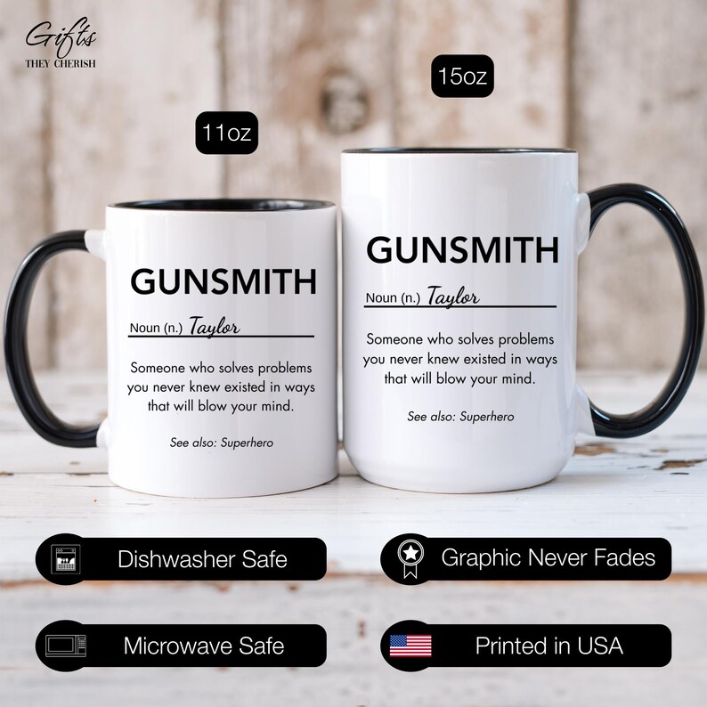 Gunsmith Personalized Gift, Gunsmith Definition Mug, Gunsmith Coffee