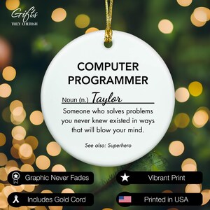 Personalized Computer Programmer Ornament, Computer Programmer Christmas Ornament zdjęcie 5