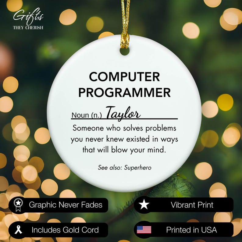 Personalized Computer Programmer Ornament, Computer Programmer Christmas Ornament zdjęcie 5