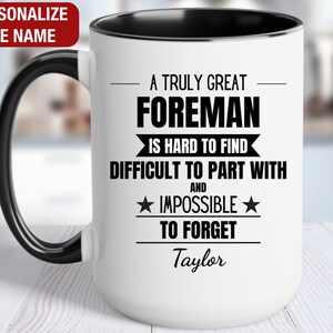 Foreman Personalized Gift, Foreman Thank You Mug, Foreman Cup, Foreman Retirement Farewell Gift, Foreman Coffee Mug