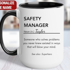 Safety Manager Personalized Gift, Safety Manager Definition Mug, Safety Manager Coffee Cup, Custom Gift for Safety Manager